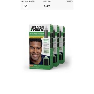 Just For Men Shampoo-In Color Gray Hair Coloring, Jet Black , H-60, 3 Pack